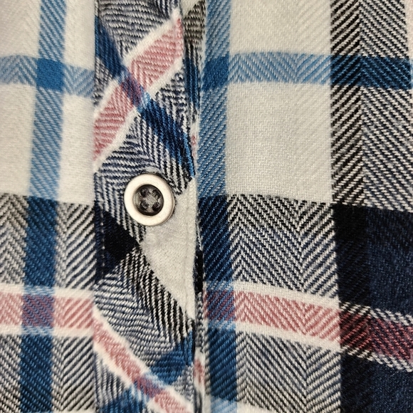 Rails x Free People Button  Front Plaid Shirt Rayon White Blues Pink Size XS - Picture 9 of 16